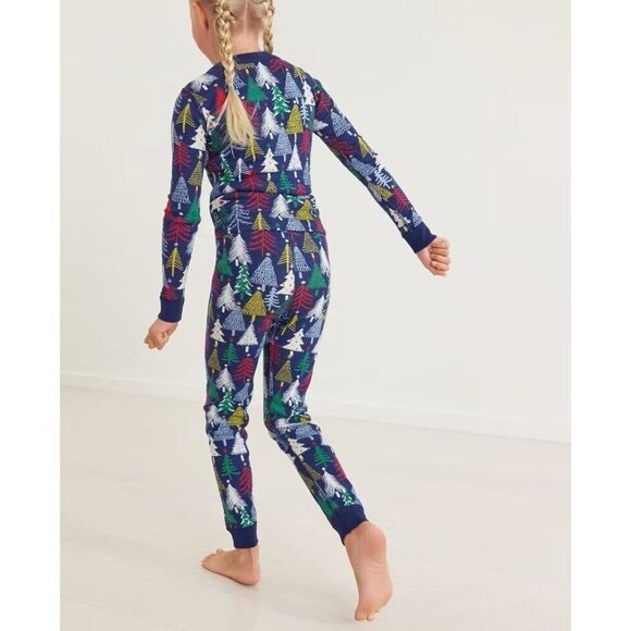 Hanna Andersson Holiday Long John Pajamas Set Winter Christmas Trees Toddler 2T - Picture 3 of 7